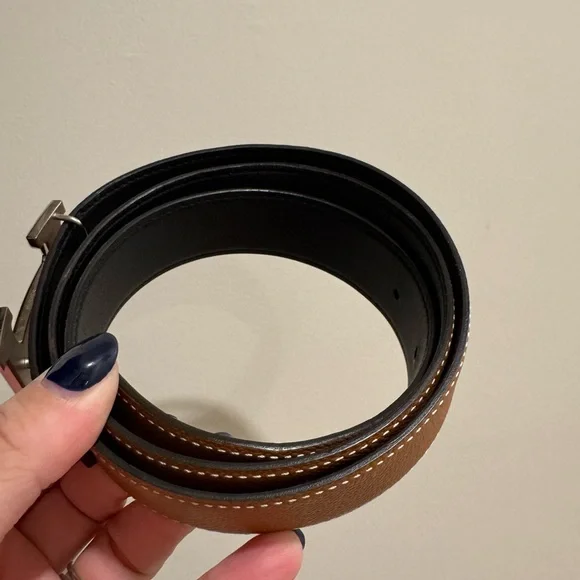 Hermes leather reversible belt, men’s